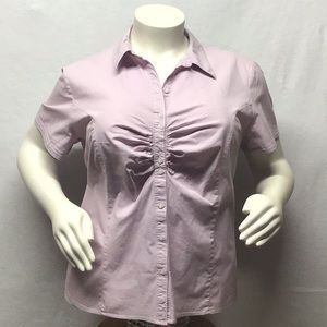 Lee Riders Shirred Button Front Shirt Sz 3X Lilac